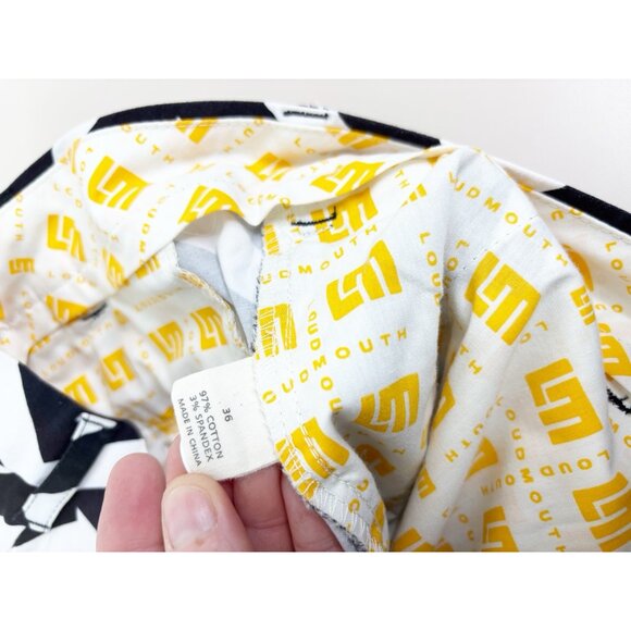 Loudmouth Sz 36 Golf Shorts Black & White Zig Zag Bold Print Cotton/Spandex EUC - Picture 7 of 11